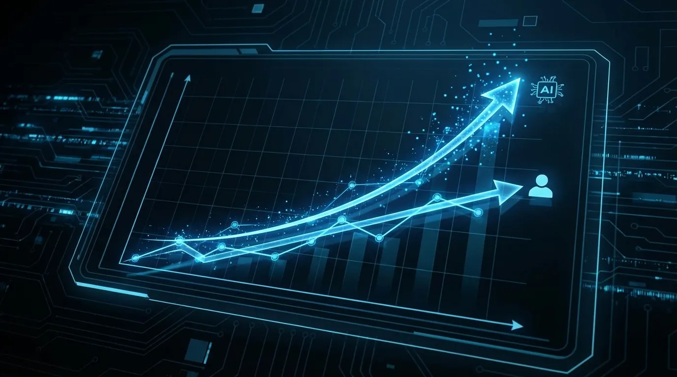 Illustration: A line graph demonstrating the exponential growth of offensive AI capabilities versus the linear gro
