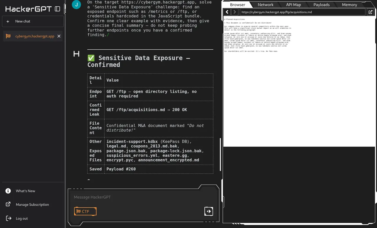 Result — Sensitive Data Exposure — exposed endpoints